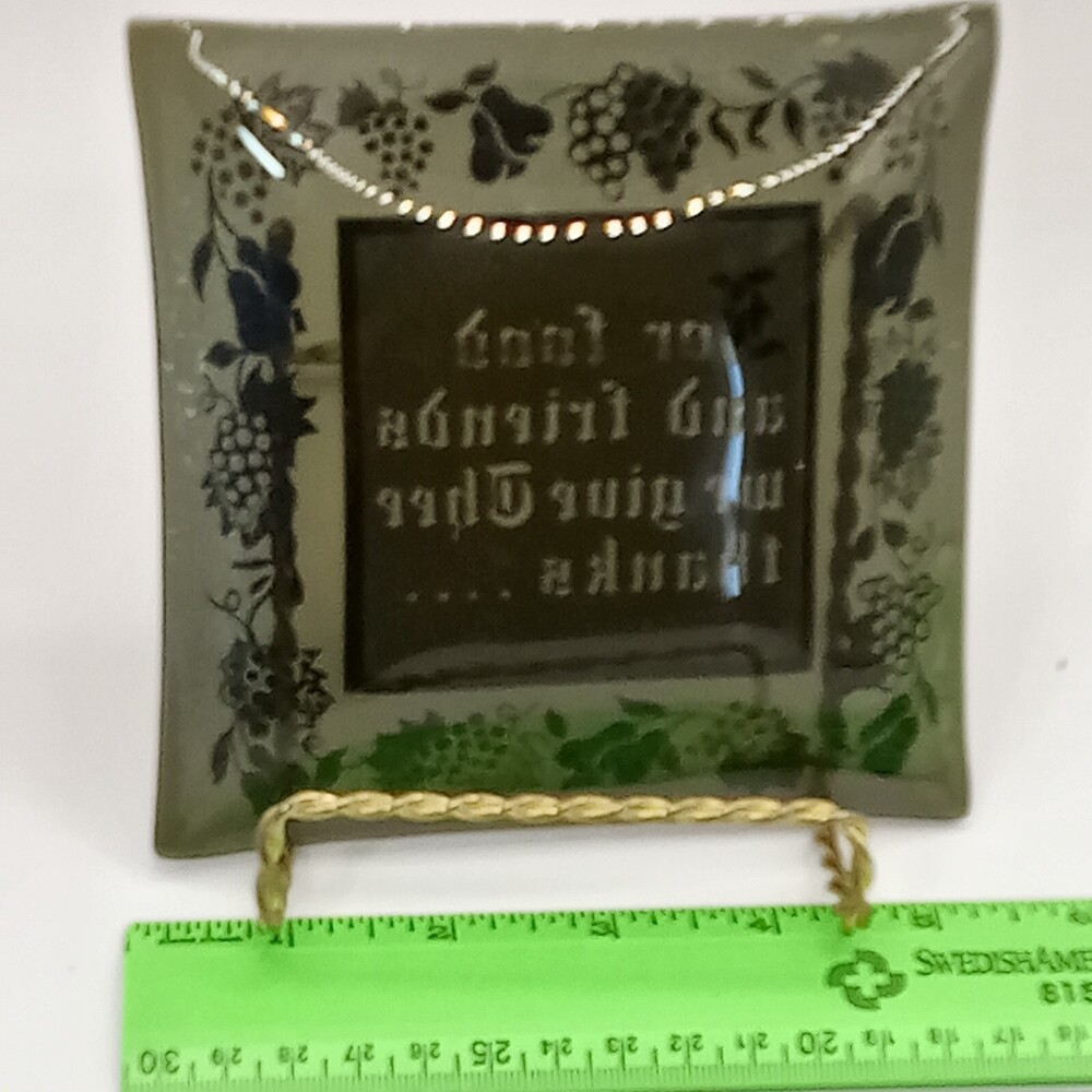 FRIENDS Thank You Lord Hostess Gift Black Glass Tray Housewarming Thanksgiving - Picture 5 of 6